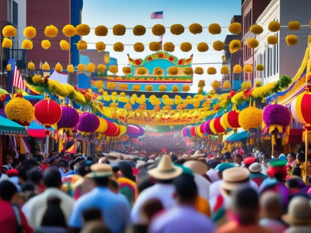 Festivales tradicionales en Norteamérica: vibrante calle llena de colores, música y alegría