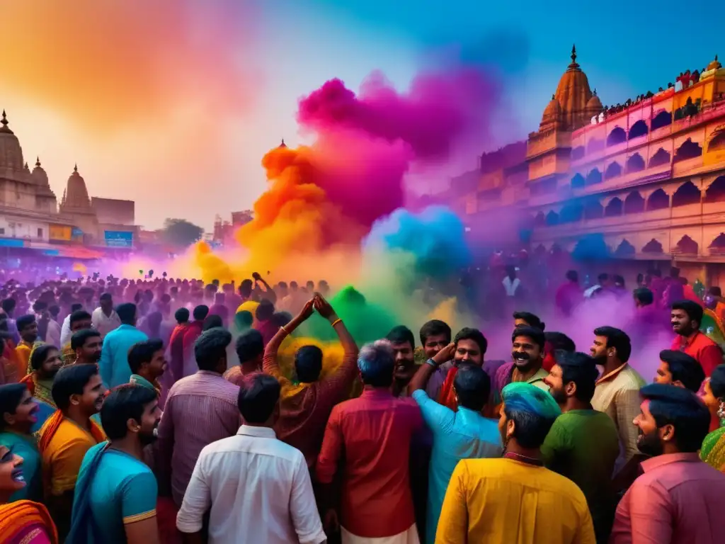 Celebración del Festival de los Colores en India