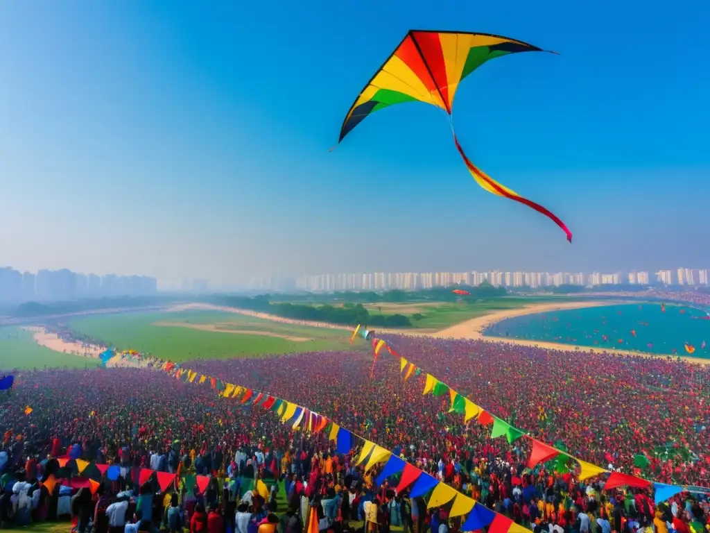 Festival de cometas tradicionales, ciudad llena de vida y color con cometas de todas formas y tamaños, un espectáculo cultural