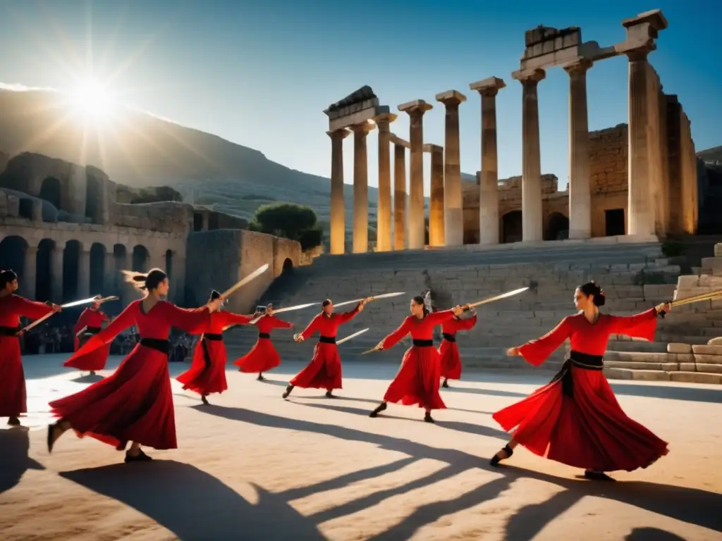 Festival danza espadas en Grecia: tradición, luz etérea, movimientos precisos y pasión