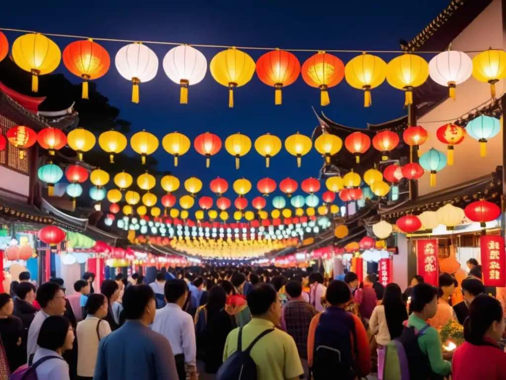 Festival de los Faroles en Taiwan: escena nocturna vibrante con coloridos faroles, baile tradicional y turismo