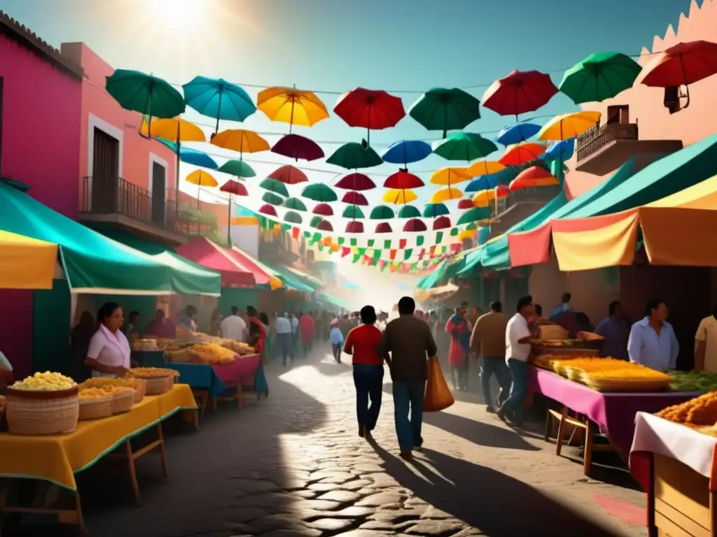 Festival de comida callejera en México: vibrante imagen de un bullicioso street food con colores, energía y deliciosas opciones culinarias