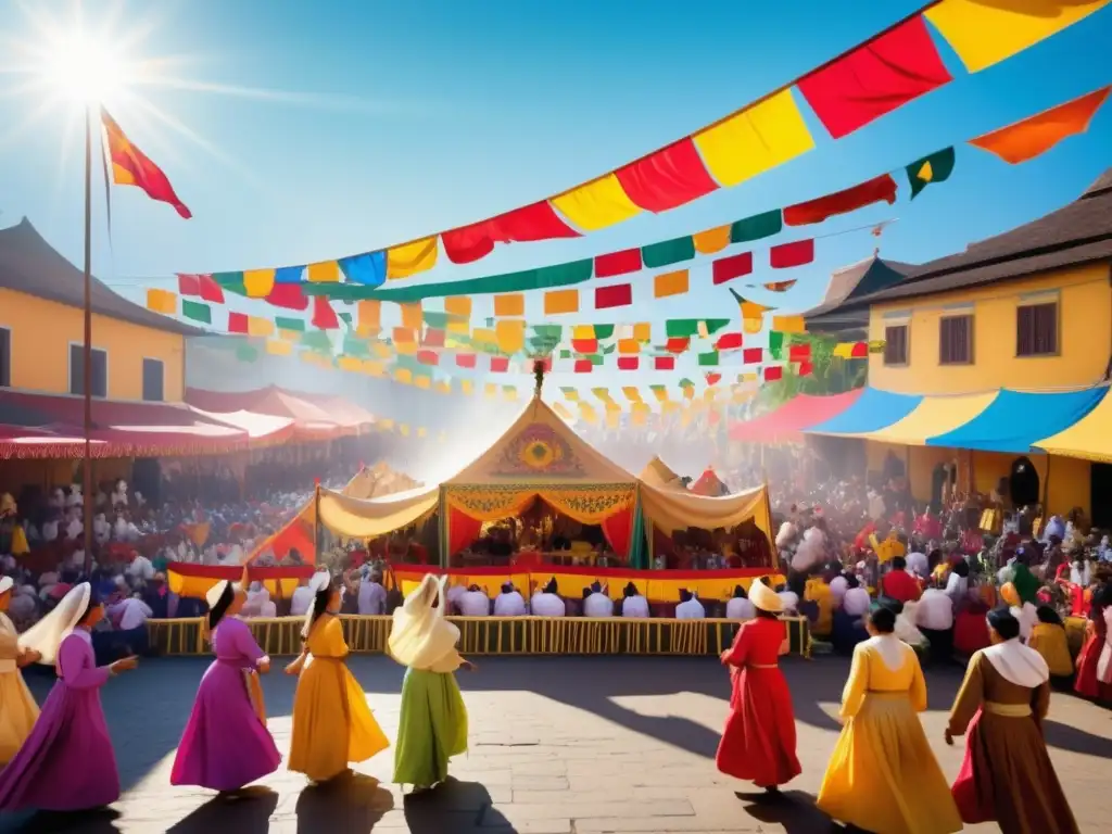 Festival intercultural: fusión de tradiciones y diversidad en un campo verde rodeado de montañas