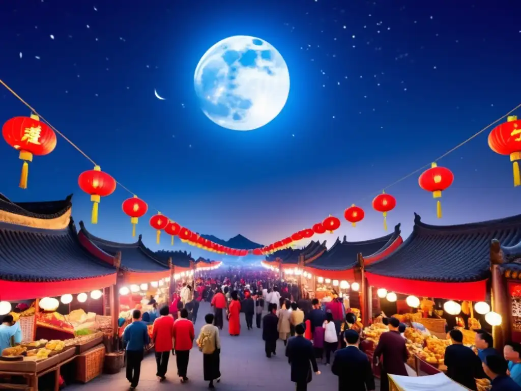 Escena cautivadora del Festival de la Luna en China: comidas tradicionales festivales internacionales