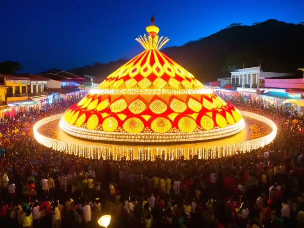 Festival de la Luz Costa Rica: Ciudad iluminada con flotadores vibrantes, detalles intrincados y luces coloridas, creando un ambiente mágico