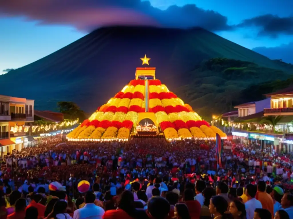 Deslumbrante Festival de la Luz en Costa Rica: Float con luces vibrantes y símbolos culturales, cautivando a la multitud