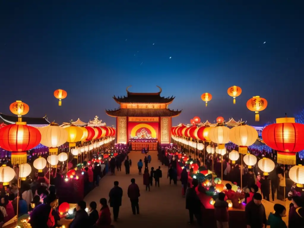 Festival de la Luna China tradición en plaza llena de color, arquitectura y danzas cautivadoras