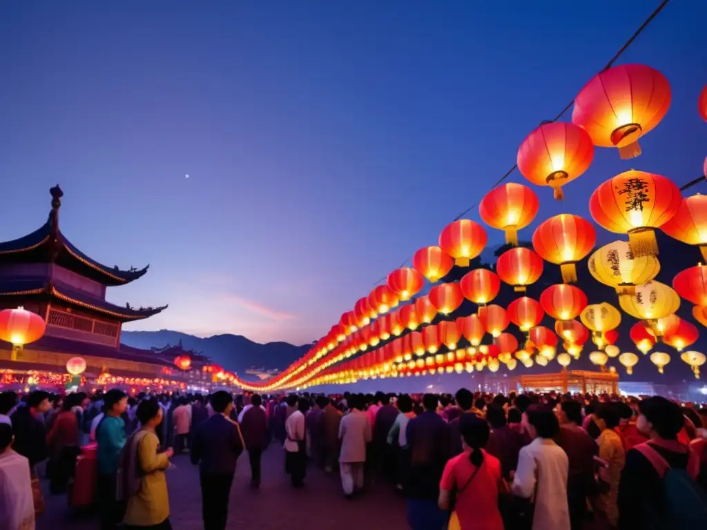 Festival tradicional occidental en Oriente: una imagen impresionante de un festival de linternas en una vibrante ciudad oriental