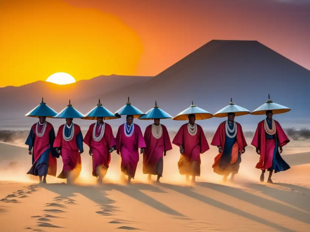 Festival Lluvia Namibia: Chamanes invocando a los dioses bajo el cielo estrellado, entre dunas de arena, en místico ritual