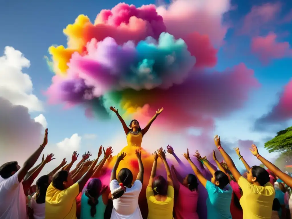 Festival de Colores en Mauricio: Tradiciones vibrantes y mágicas con participantes y colores cautivadores