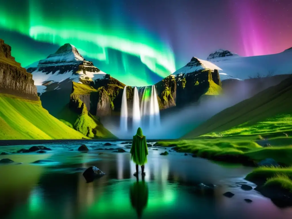 Festival de los Elfos en Islandia: Cascada, montañas y Northern Lights en un paisaje mágico