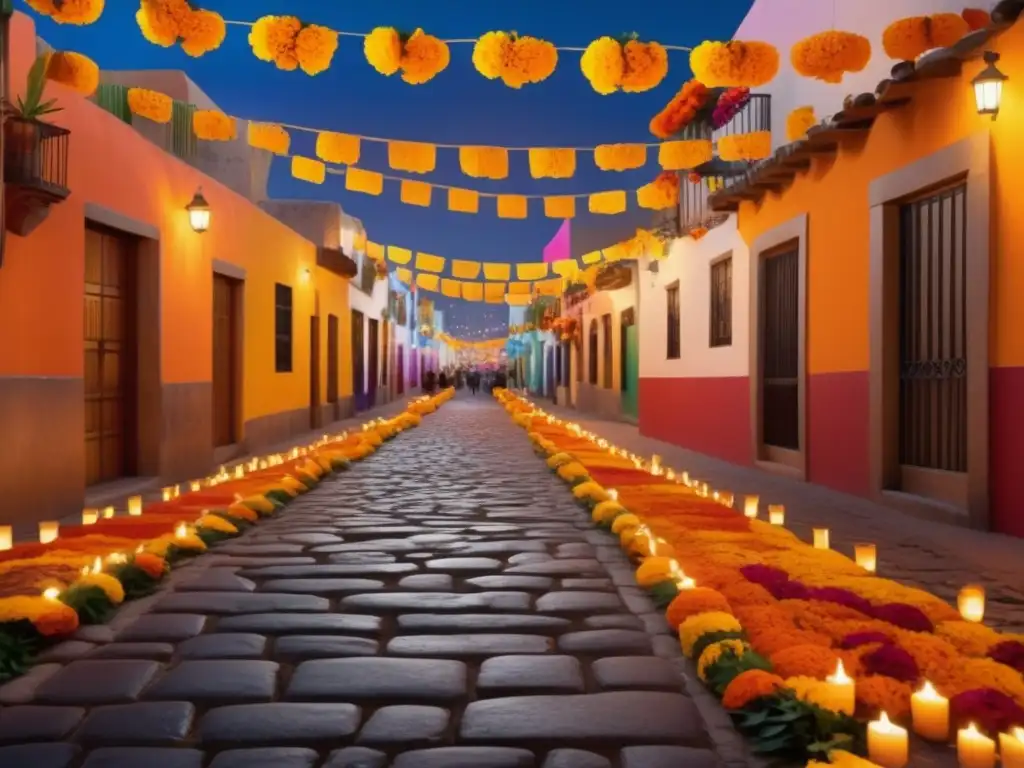 Festival de los Muertos en México: Escena vibrante de una calle mexicana durante el festival