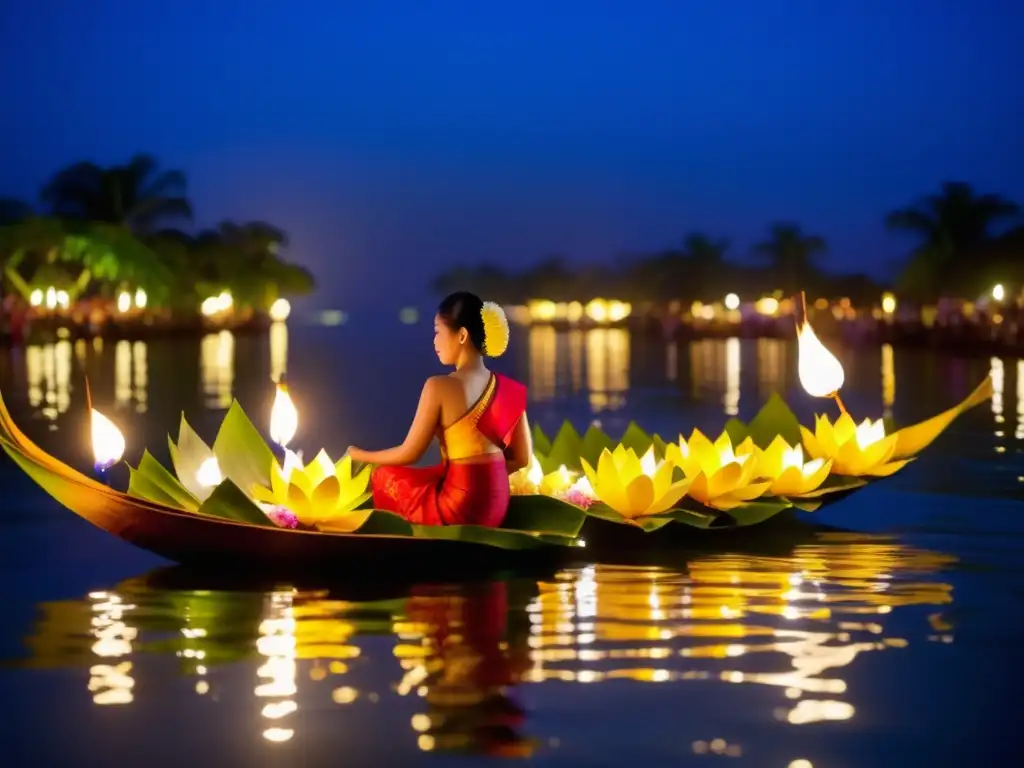 Festivales tradicionales sorprendentes: Esencia de Loy Krathong capturada en una imagen mágica