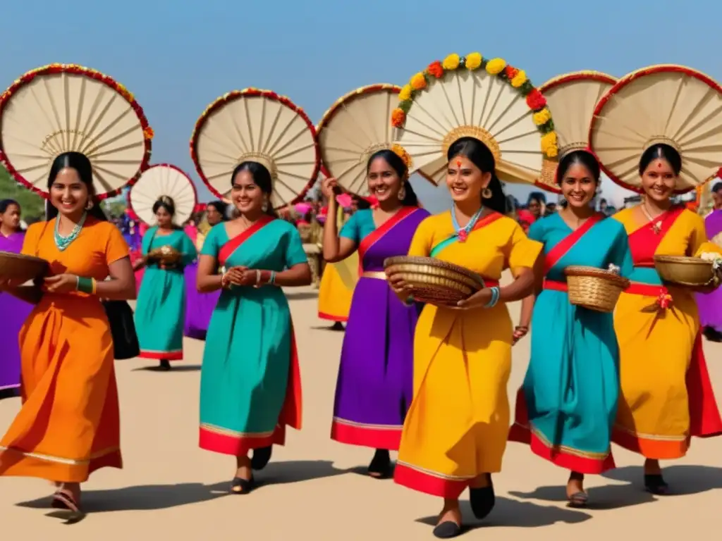 Festival tradicional roles femeninos, mujeres orgullosas y dedicadas en vibrante escena festiva llena de color y energía