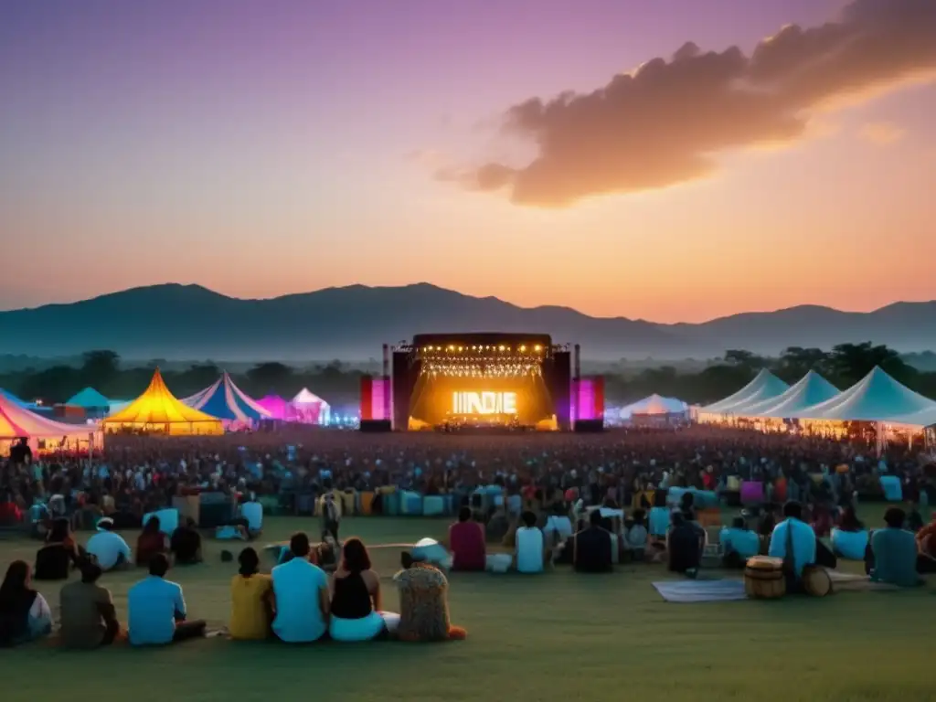 Festival cultural de música indie, escenario vibrante con artistas talentosos y una conexión mágica