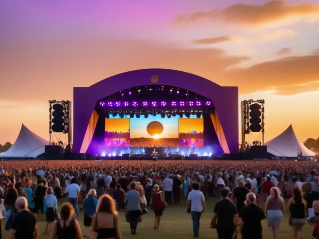 Festival de música: Escena vibrante con festivalgoers y música tradicional