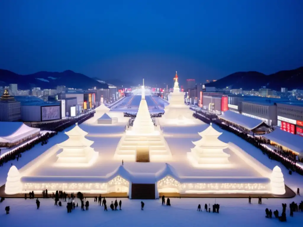 Espectacular Festival de la Nieve Sapporo en Japón con impresionantes esculturas de nieve y un ambiente mágico