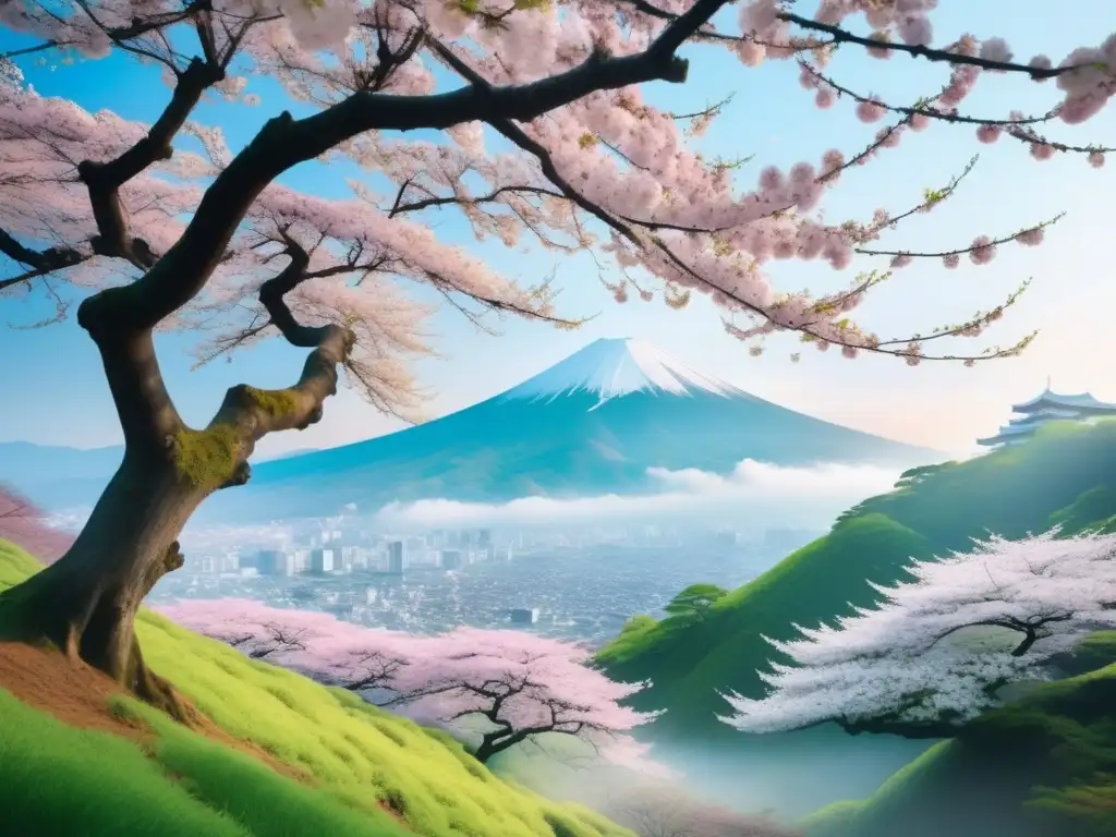 Festival de primavera en Japón: una escena mágica de sakuras en plena floración y celebraciones tradicionales