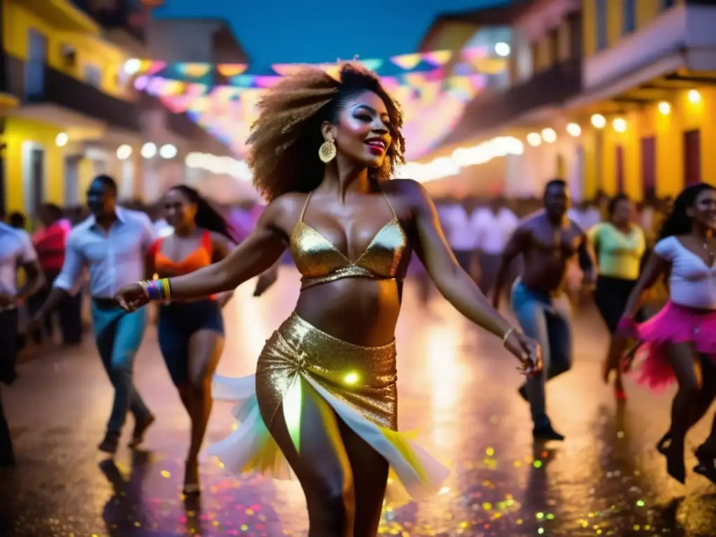 Festival de Salsa en Cali: Vibrante imagen de una calle bulliciosa en Cali, Colombia, durante el festival