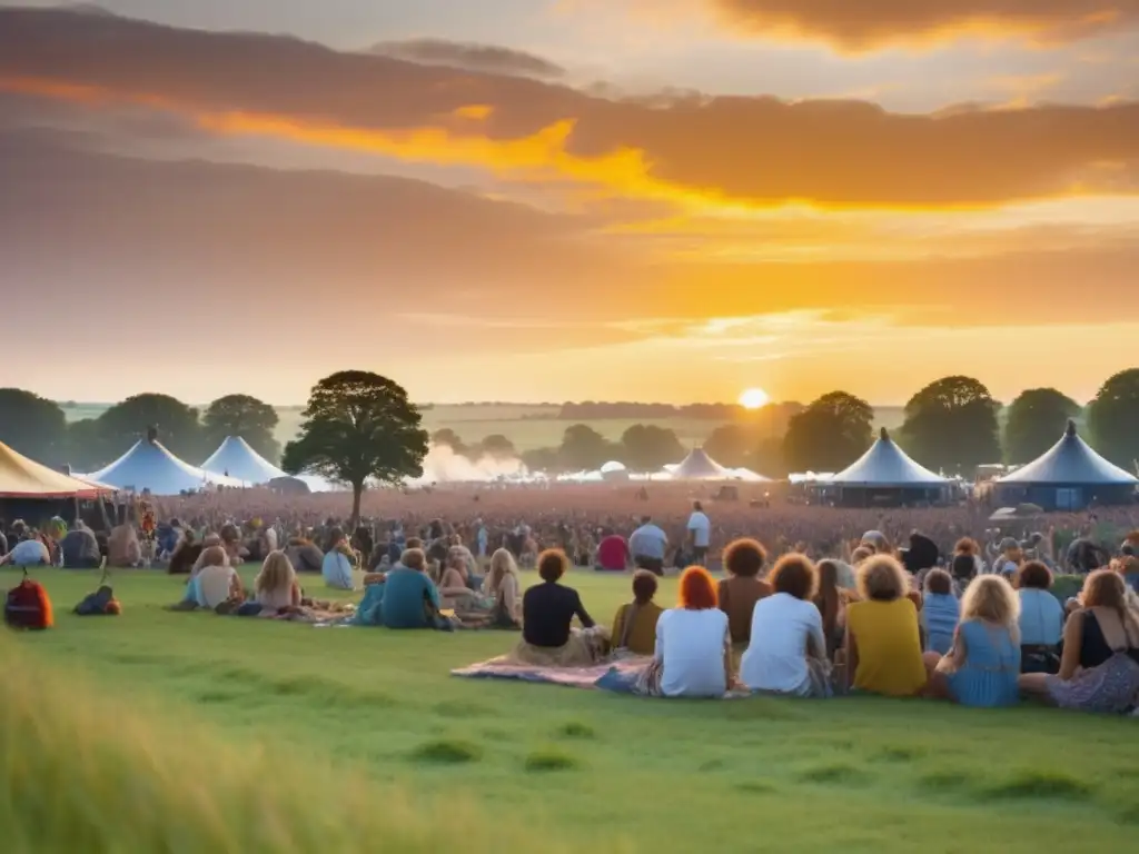 Festivales de protesta internacionales: imagen vibrante y etérea captura la esencia de Woodstock, Glastonbury y Roskilde