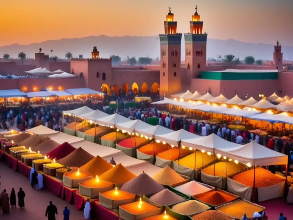 Festival del Couscous en Marrakech: mercado vibrante con especias, vegetales frescos y couscous