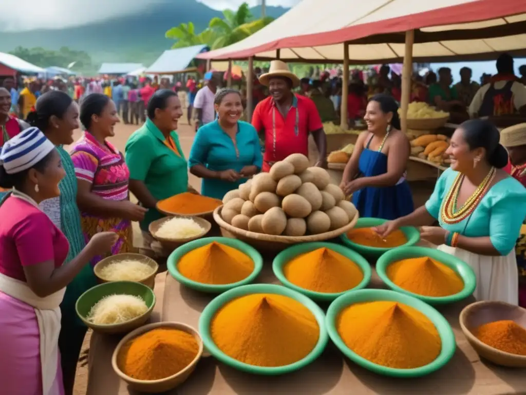 Festival del Yam en Papúa Nueva Guinea: escena vibrante, mercado lleno de colores y aromas, tradiciones y delicias culinarias