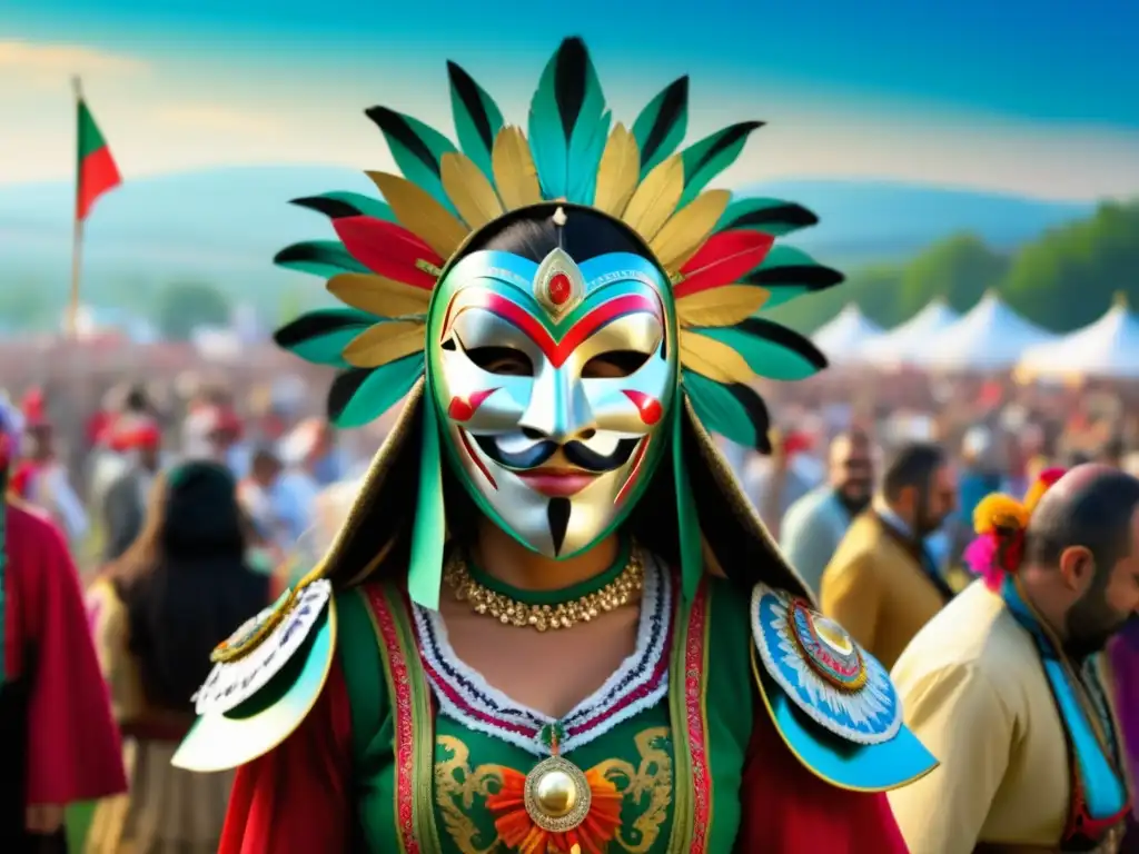 Festival de Enmascarados Bulgaria: Escena cautivadora del festival con participantes enmascarados y paisaje búlgaro