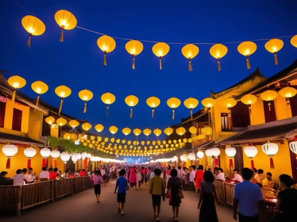 Festival Farolillos Hoi An Vietnam: noche mágica con miles de farolillos brillantes y coloridos, danzando sobre el río sereno