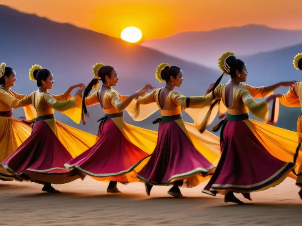 Fotografía de festival tradicional con danzas y trajes vibrantes