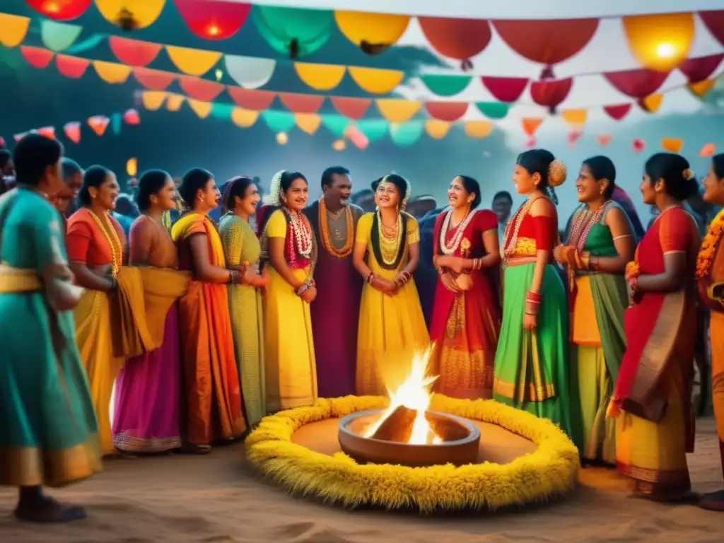 Evolución de la fotografía en festivales tradicionales: Escena hipnotizante con festivaleros, cámaras antiguas y ambiente nostálgico