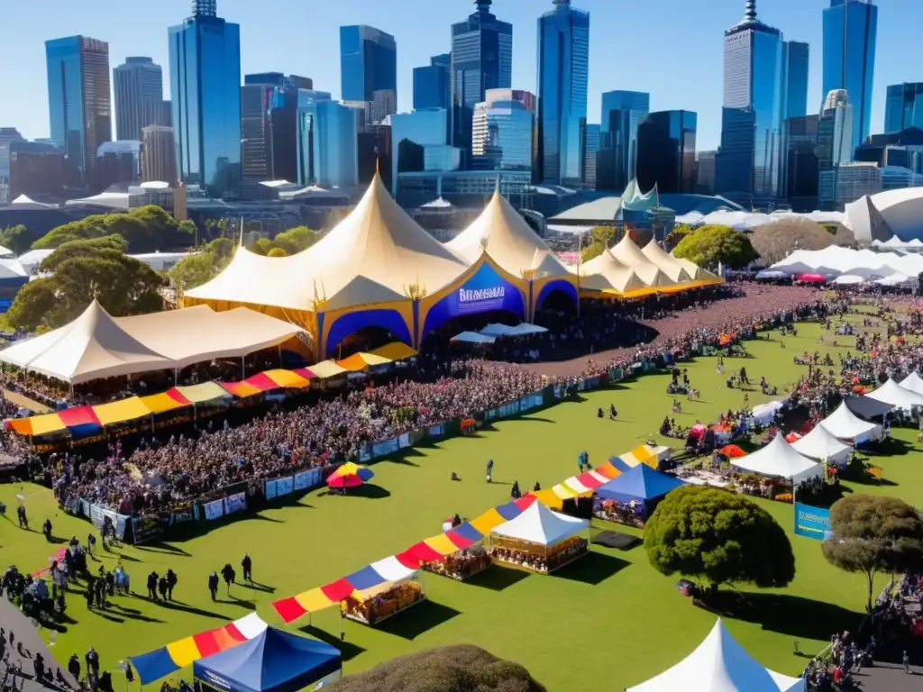 Vista aérea del vibrante Festival Internacional de Comida en Melbourne - Comidas tradicionales festivales Australia