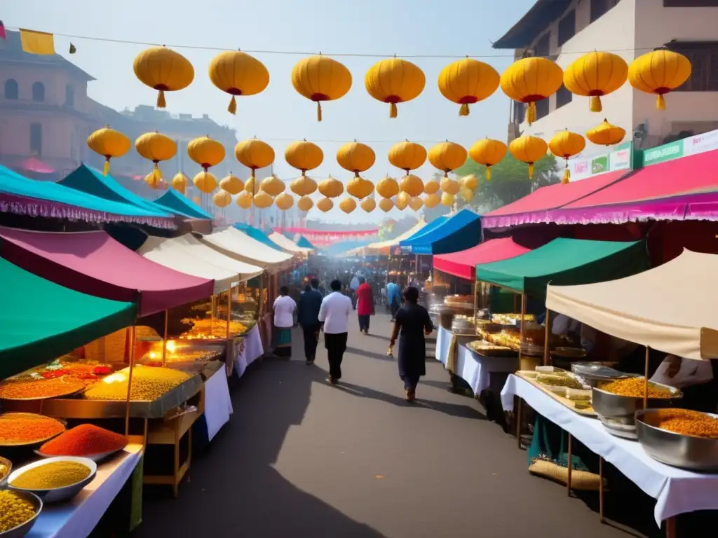 Festivales gastronómicos: fusión cultural y tradición en una vibrante y animada escena callejera