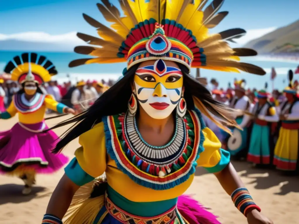 Festivales interculturales tradicionales en Perú, Bolivia y Colombia: Dancers, música, coloridos trajes, montañas, paisaje mágico