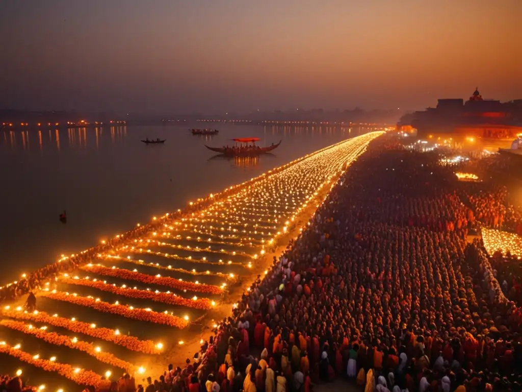 Escena mística en el Festival de Kumbh Mela en India