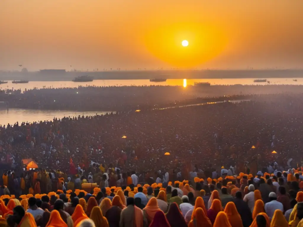 Festival Kumbh Mela en India: escena vibrante y mística en la confluencia sagrada de ríos Ganges, Yamuna y Saraswati