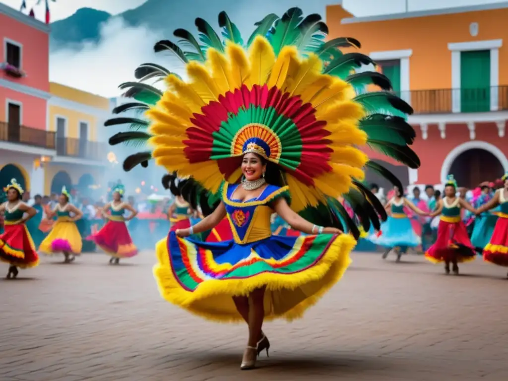 Festival tradicional América Latina: danza, colores y montañas en un escenario mágico