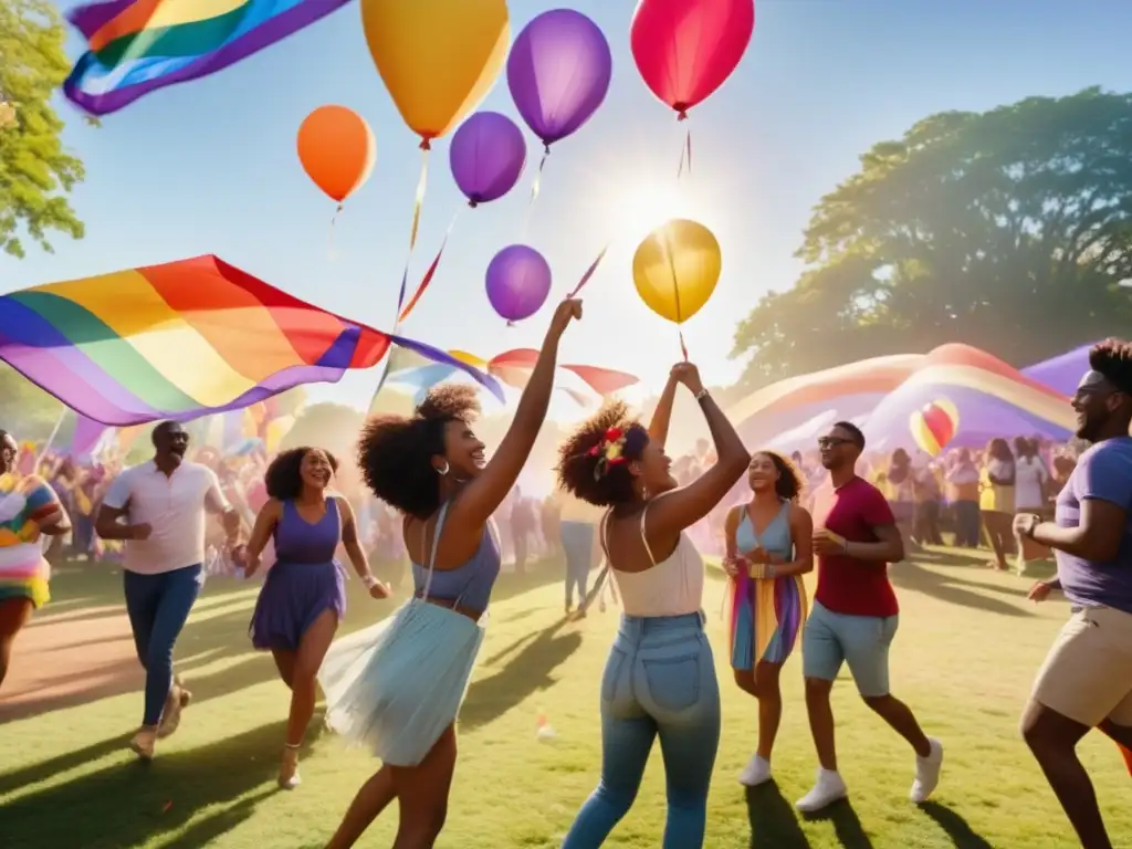 Celebración vibrante en un festival LGBTQ+ con diversidad y aceptación