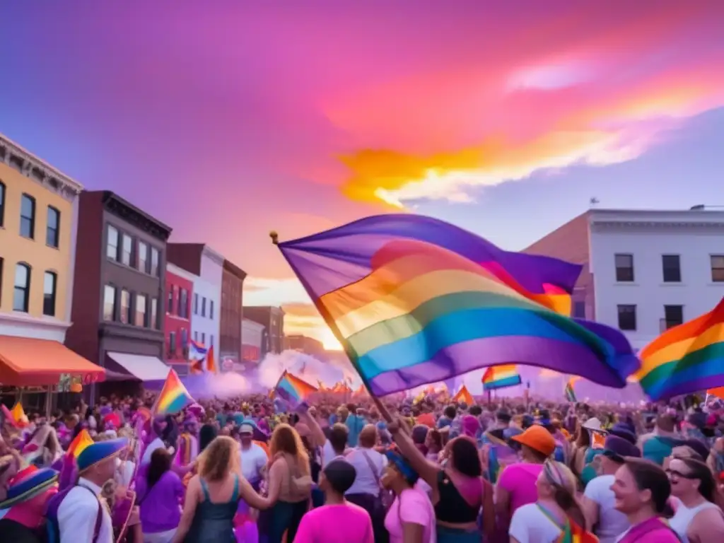 Festival LGBTQ+: Beneficios turismo inclusivo y celebración en una vibrante imagen de desfile multicolor