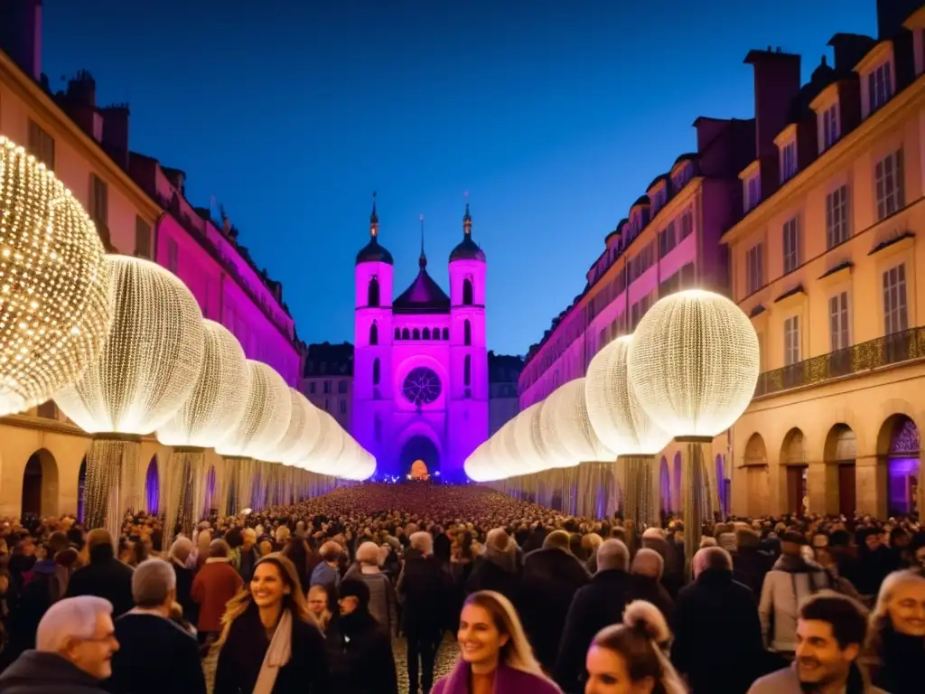 Festival Luces Lyon: Una escena asombrosa de la Festival de las Luces en Lyon, Francia