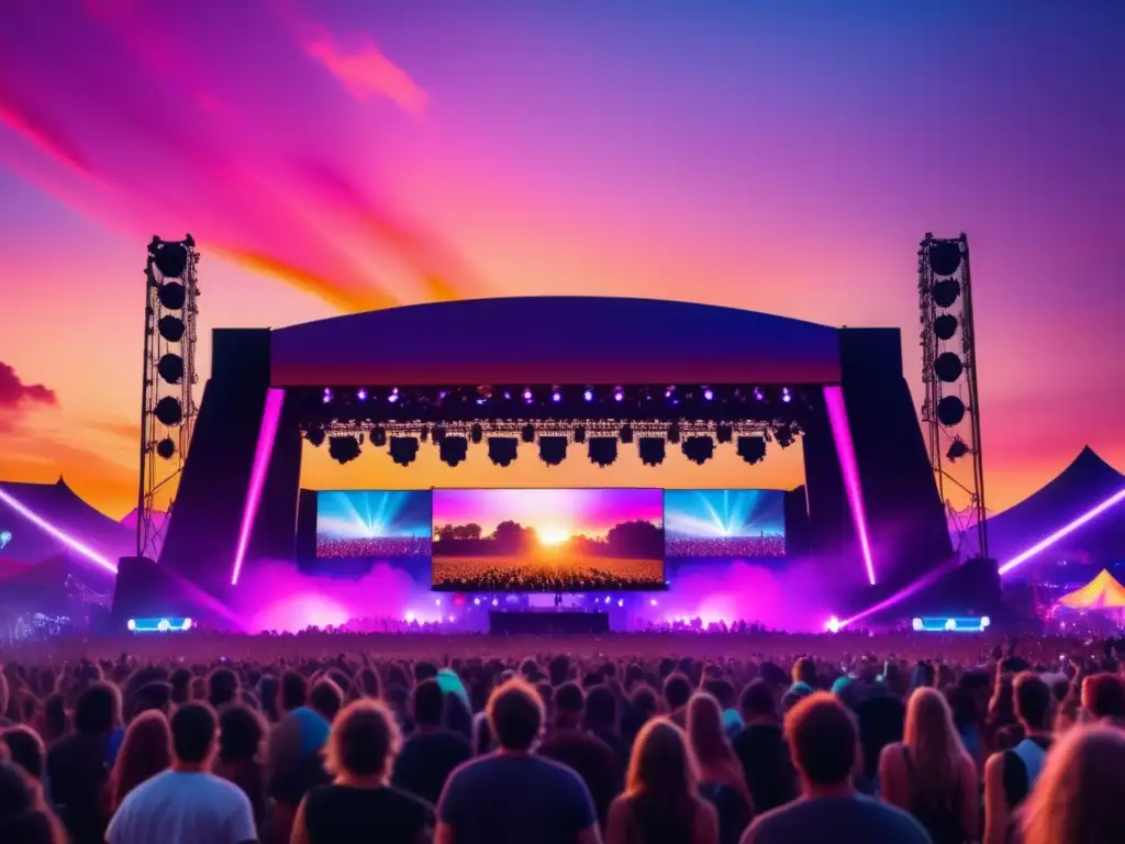 Tecnología en festivales de música: Escenario, luces, naturaleza y emoción se funden en una imagen 8k impresionante