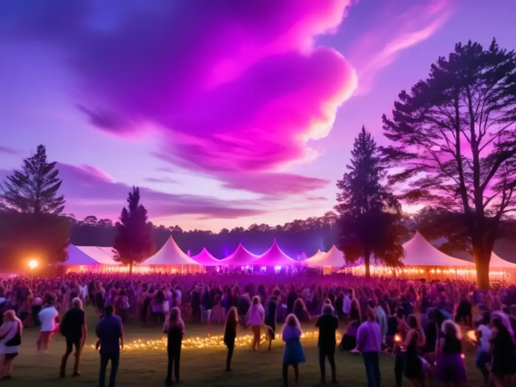 Fotografía de festivales tradicionales en campo mágico al atardecer