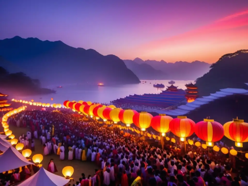 Fotografía narrativa festivales: Escena fascinante de un festival al atardecer, con música, luces y alegría colectiva