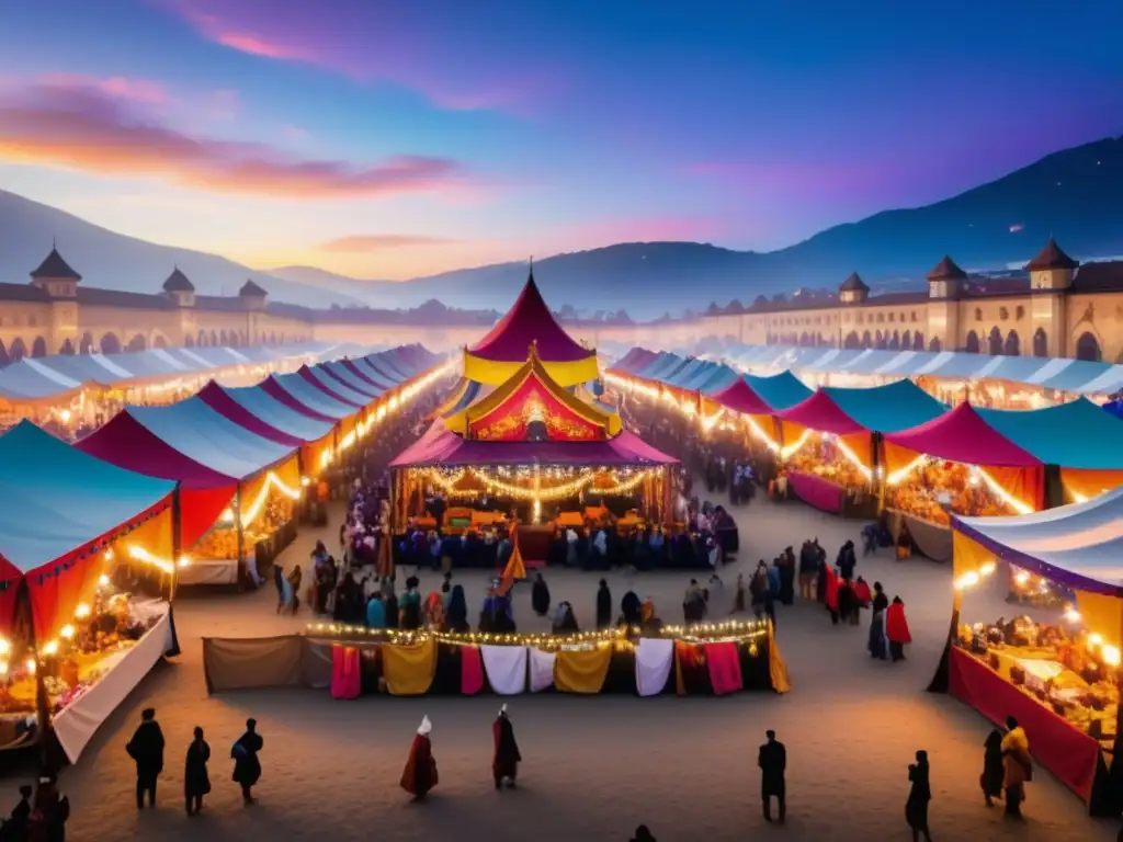 Festival de magia postpandemia: mercado vibrante, trucos asombrosos y ambiente mágico con luz dorada