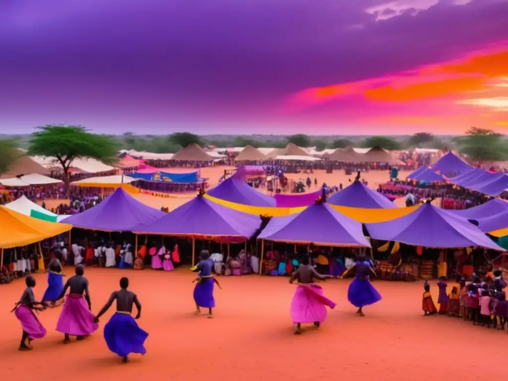 Escena mágica del Festival de las Máscaras de Burkina Faso: Tradiciones y rituales en vibrante pueblo lleno de color y danzas fluidas