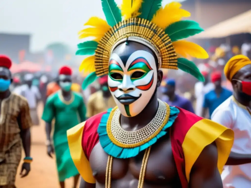 Festival de las Máscaras en Nigeria: Escena vibrante llena de color, detalles y tradición - Festivales tradicionales subculturales globales