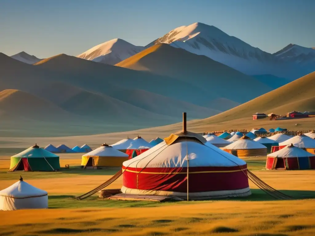 Festival del Águila Mongolia tradición: majestuosidad de las montañas, yurt, águila dorada y nómadas llenos de reverencia