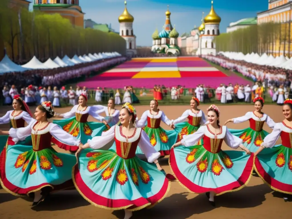 Festival de la Primavera en Moscú: Danza tradicional rusa bajo los cerezos en flor