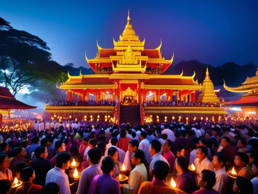 Foto: Festivales religiosos tradicionales, devotos reunidos en temple adornado, ambiente mágico y espiritual