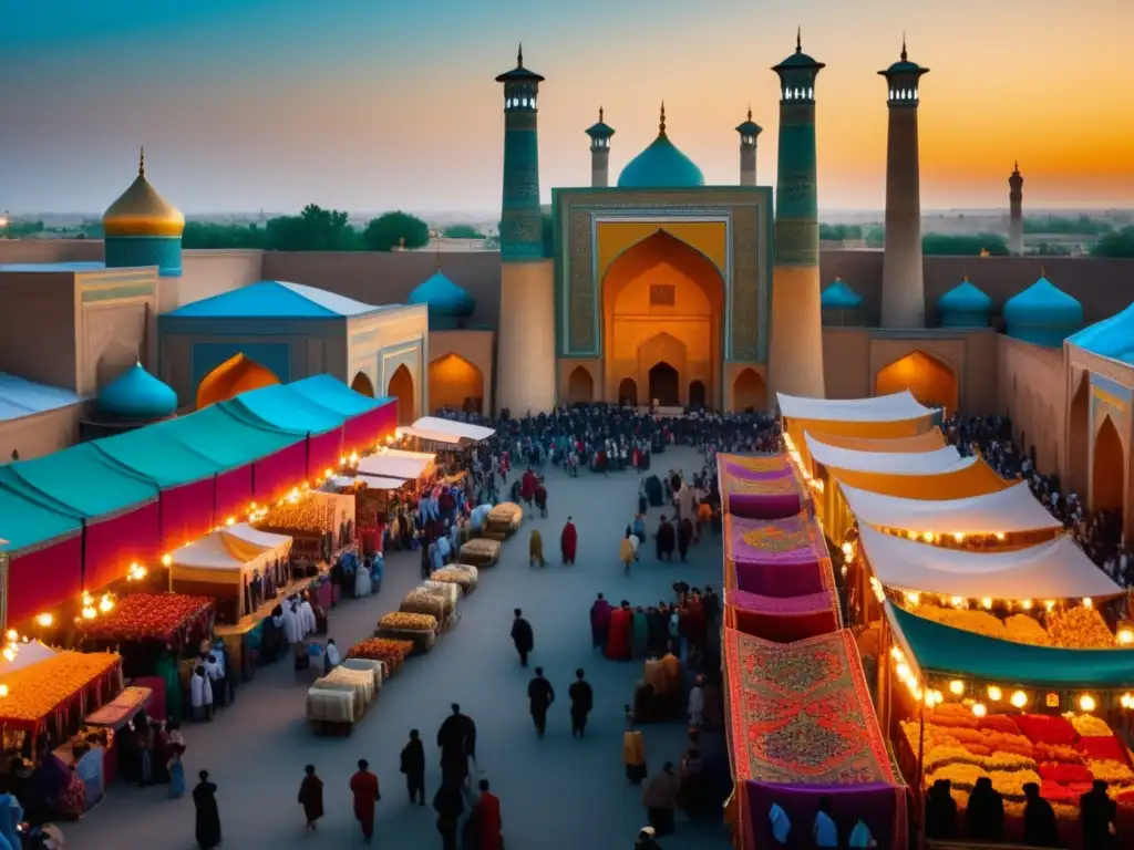 Festival de la Seda en Uzbekistán: escena vibrante de la ciudad antigua, danzas tradicionales y productos de seda