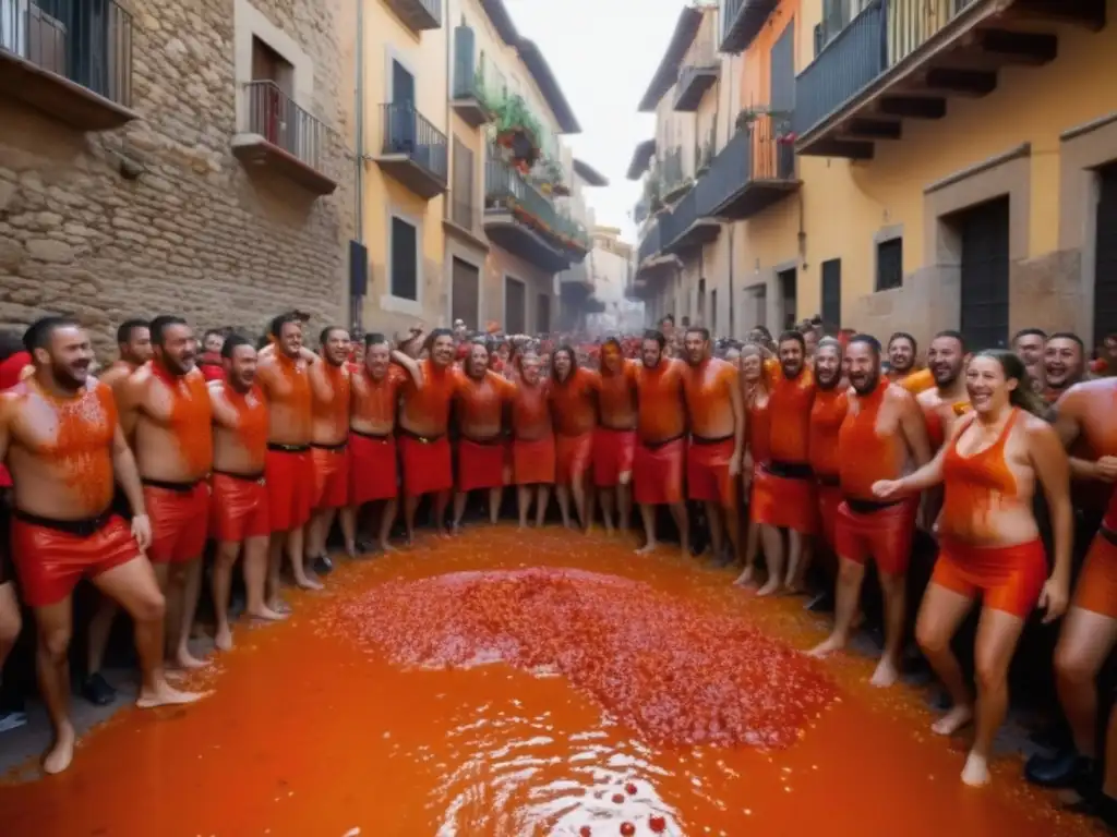 Festival de la Tomatina en Buñol, España: una batalla de tomates llena de energía y color en las calles de este vibrante pueblo español